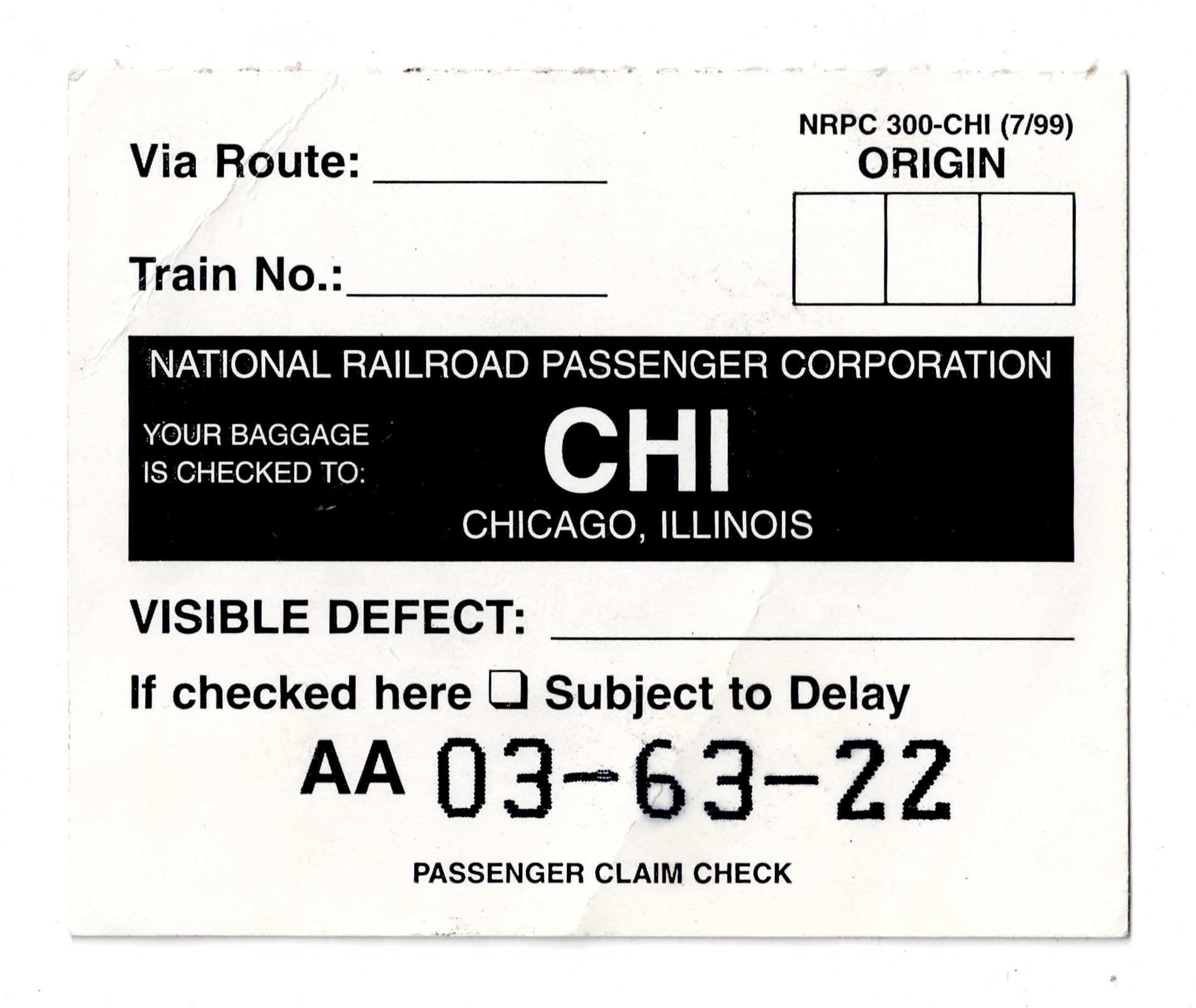 luggage claim tag